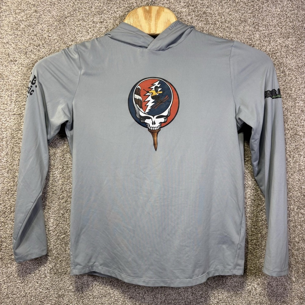UNRL Shirt Mens Small Gray Long Sleeve Hooded Ski Graphic Performance Athletic